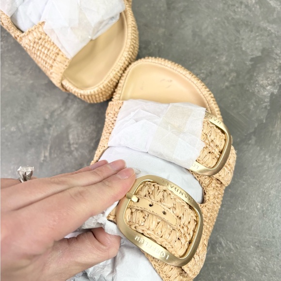 Loeffler Randall Women's Theo Raffia Sandals size 7 new tan - Picture 12 of 12